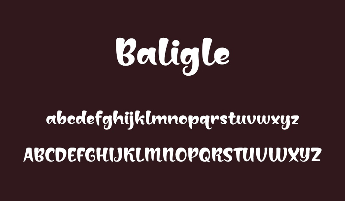 نقشه فونت انگلیسی Baligle