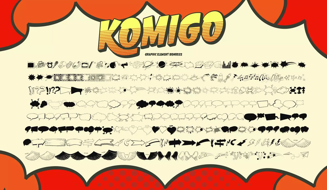 المان های گرافیکی فونت انگلیسی Komigo