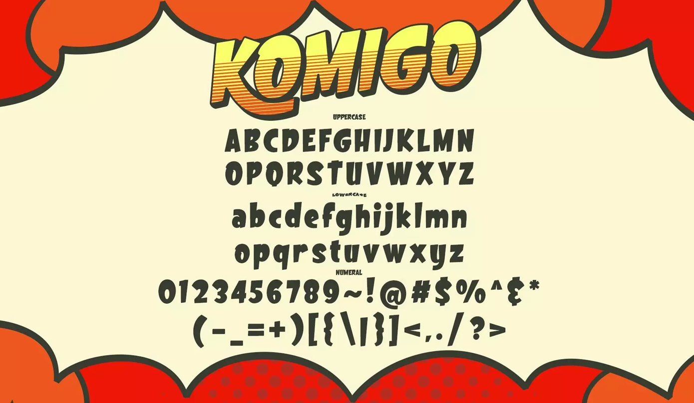 نقشه فونت انگلیسی Komigo