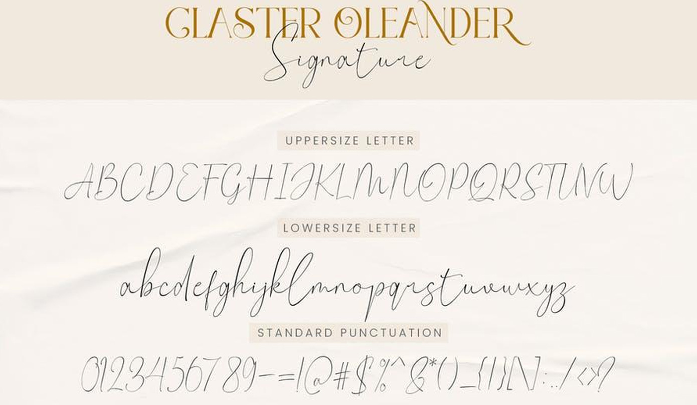 فونت Claster Oleander Signature